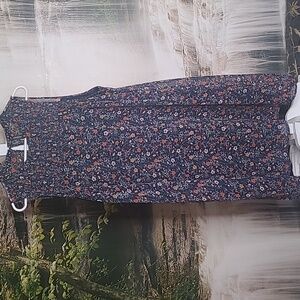 Massini Womens 1X beautiful blues floral flowy lightweight sleeveless dress